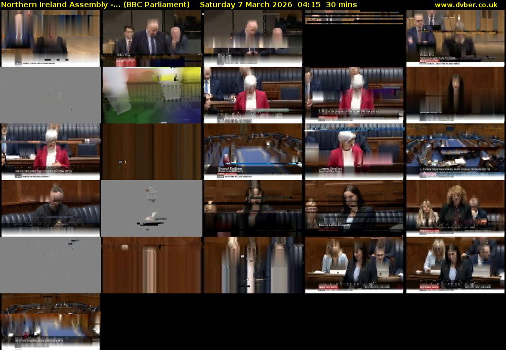 Northern Ireland Assembly -... (BBC Parliament) Saturday 7 March 2026 04:15 - 04:45