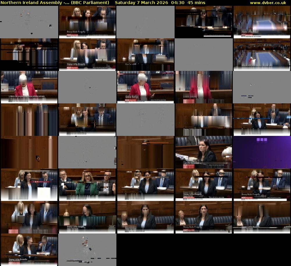 Northern Ireland Assembly -... (BBC Parliament) Saturday 7 March 2026 04:30 - 05:15