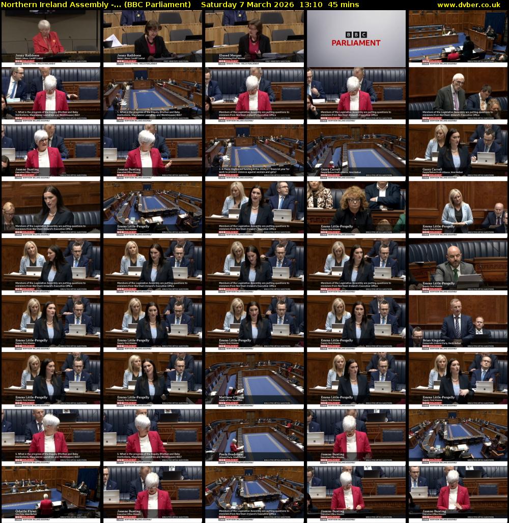 Northern Ireland Assembly -... (BBC Parliament) Saturday 7 March 2026 13:10 - 13:55