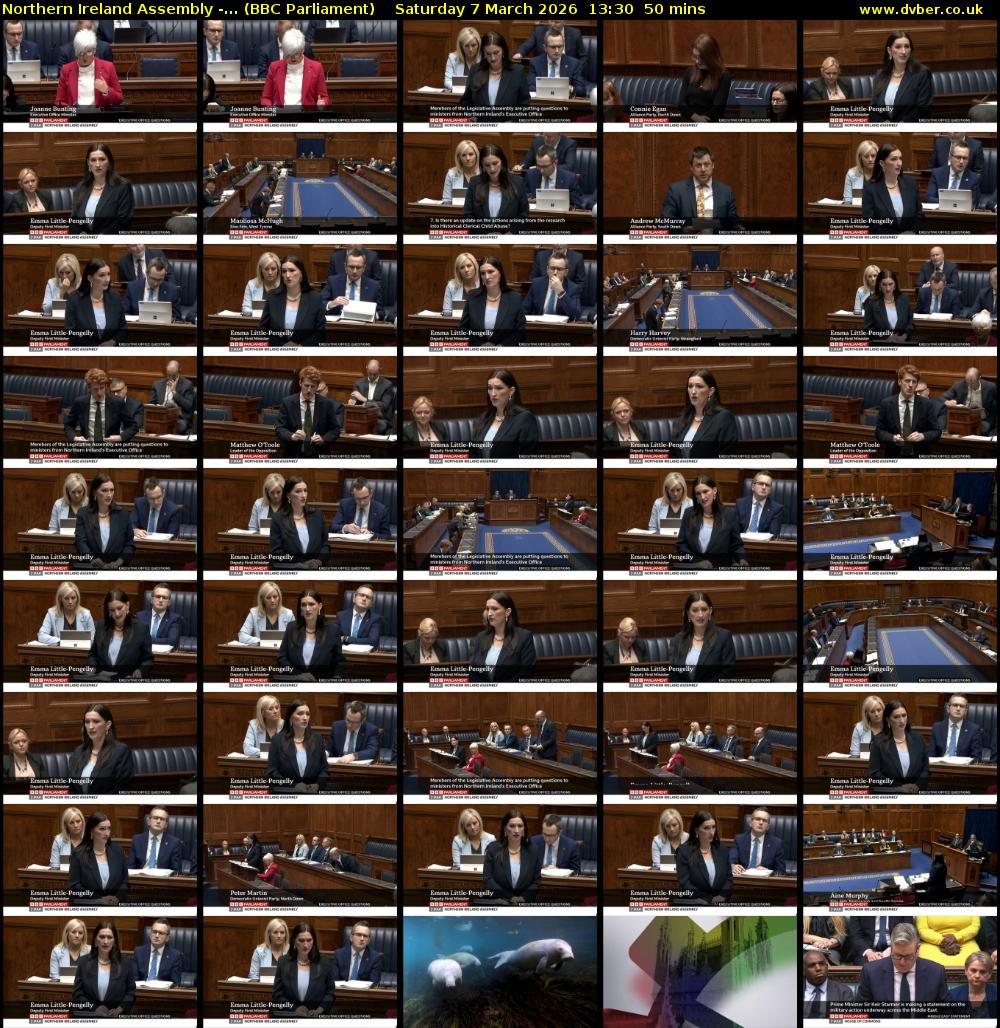 Northern Ireland Assembly -... (BBC Parliament) Saturday 7 March 2026 13:30 - 14:20