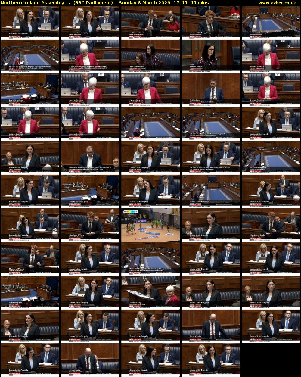 Northern Ireland Assembly -... (BBC Parliament) Sunday 8 March 2026 17:45 - 18:30