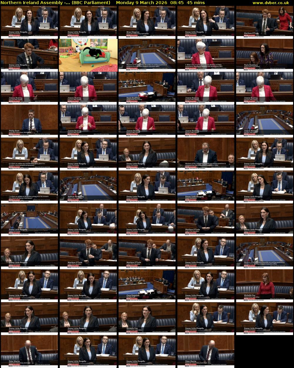 Northern Ireland Assembly -... (BBC Parliament) Monday 9 March 2026 08:45 - 09:30