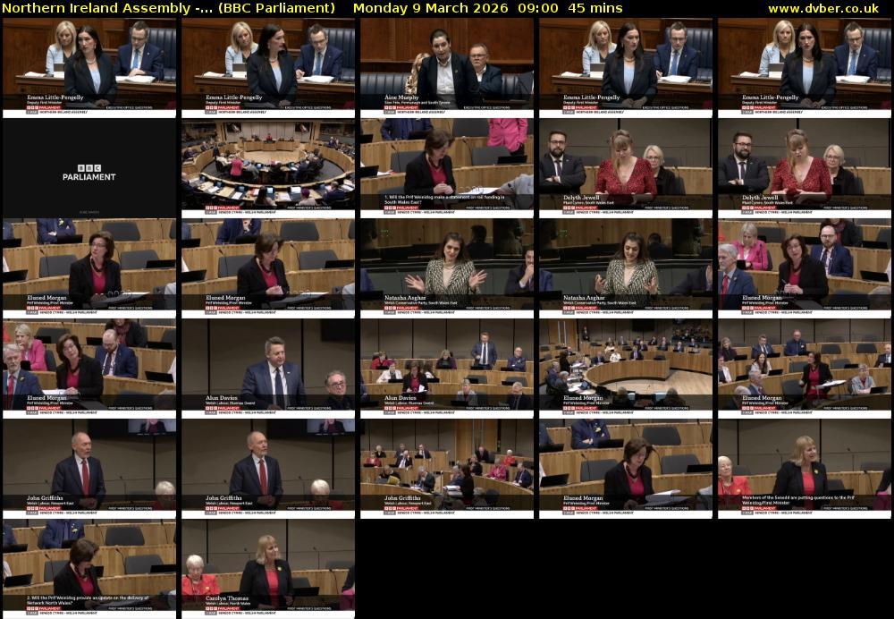 Northern Ireland Assembly -... (BBC Parliament) Monday 9 March 2026 09:00 - 09:45