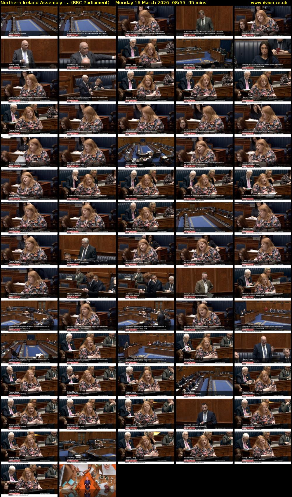 Northern Ireland Assembly -... (BBC Parliament) Monday 16 March 2026 08:55 - 09:40