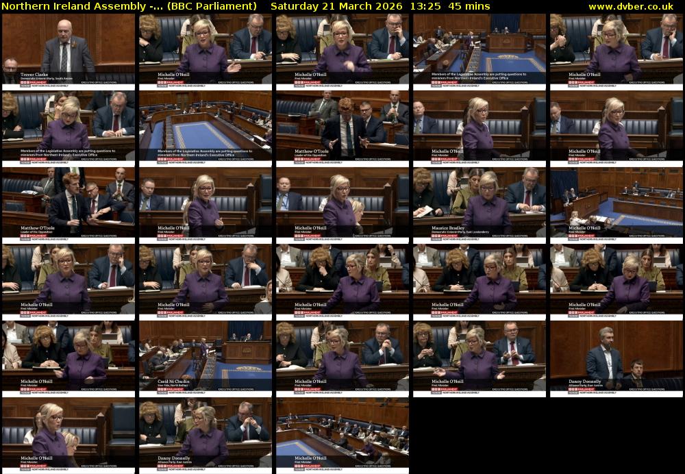 Northern Ireland Assembly -... (BBC Parliament) Saturday 21 March 2026 13:25 - 14:10