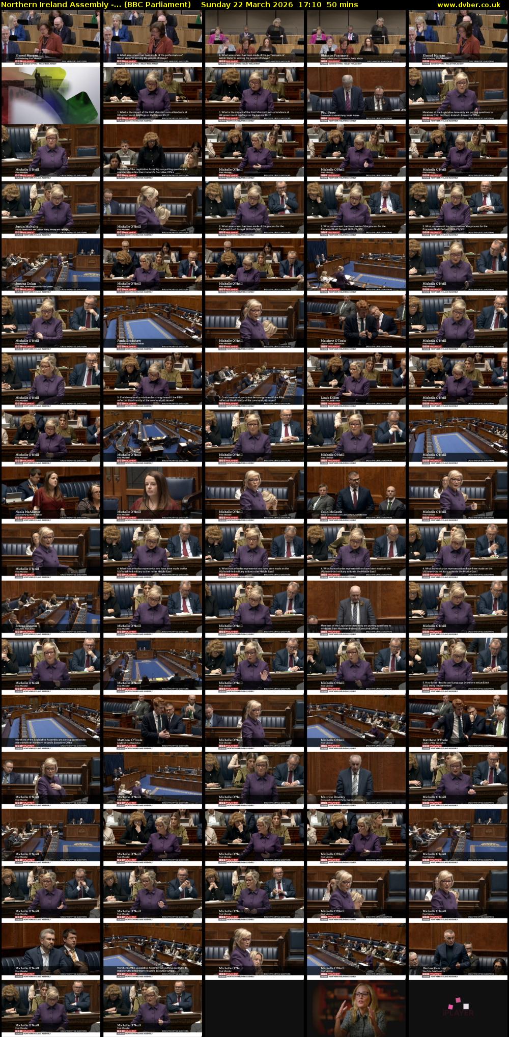 Northern Ireland Assembly -... (BBC Parliament) Sunday 22 March 2026 17:10 - 18:00