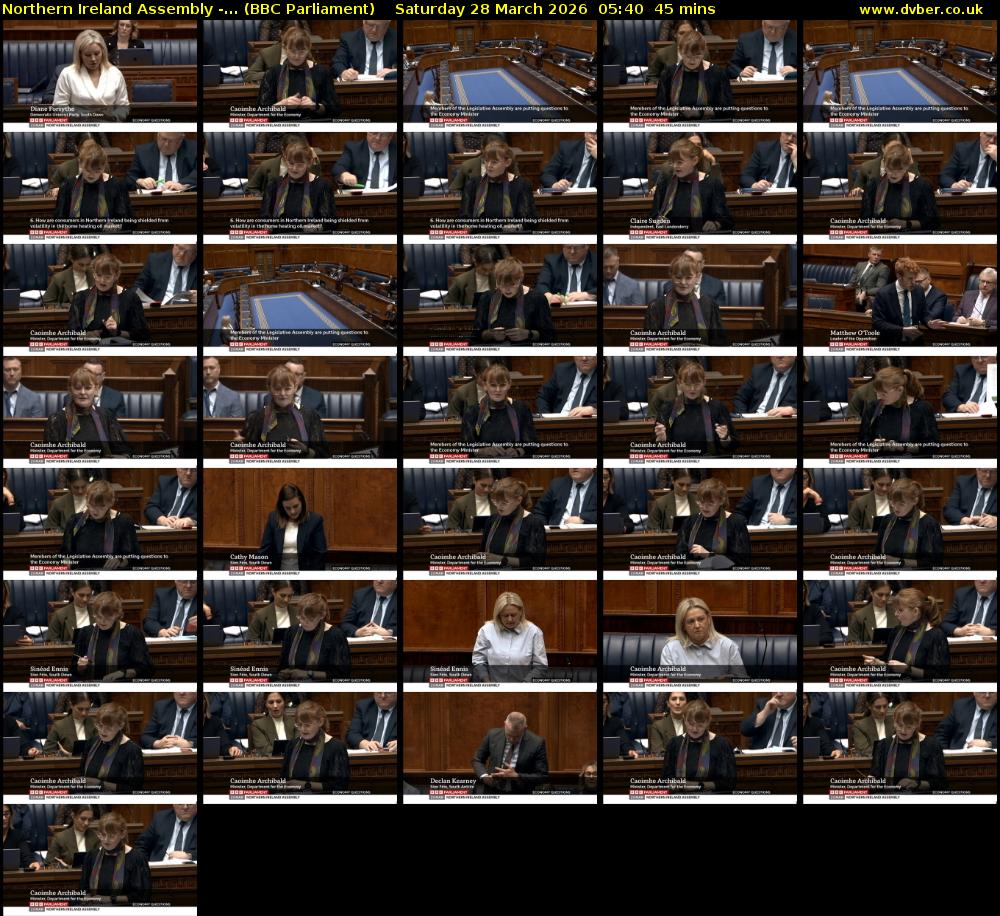 Northern Ireland Assembly -... (BBC Parliament) Saturday 28 March 2026 05:40 - 06:25