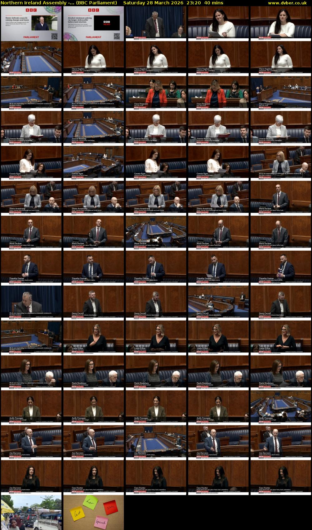 Northern Ireland Assembly -... (BBC Parliament) Saturday 28 March 2026 23:20 - 00:00