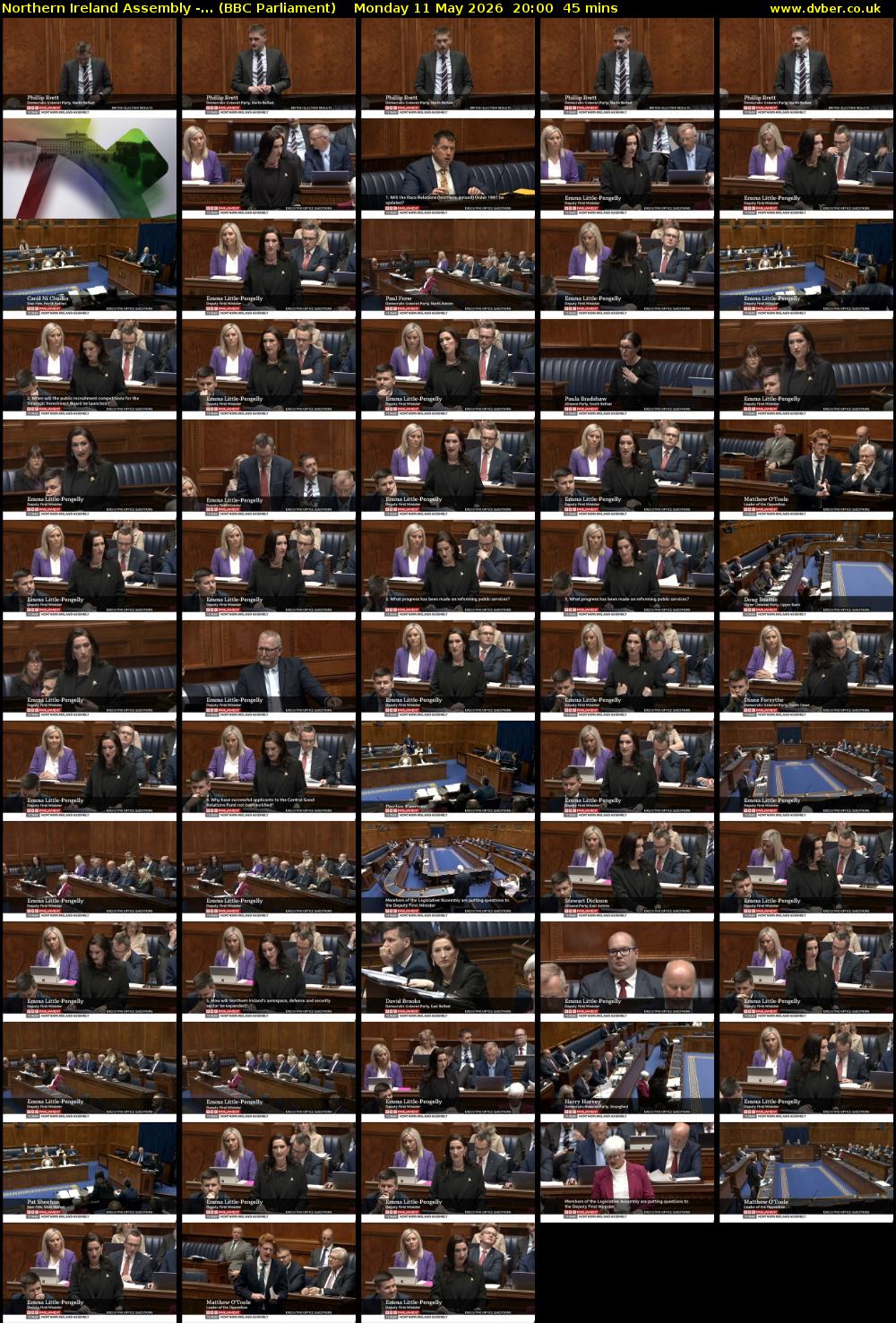 Northern Ireland Assembly -... (BBC Parliament) Monday 11 May 2026 20:00 - 20:45