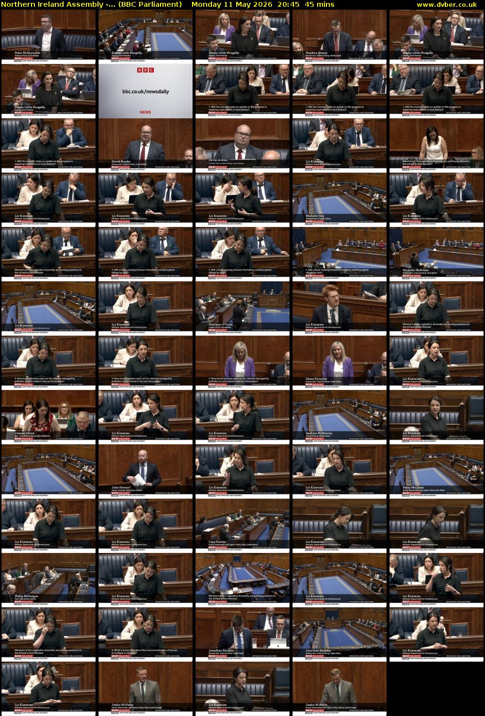 Northern Ireland Assembly -... (BBC Parliament) Monday 11 May 2026 20:45 - 21:30