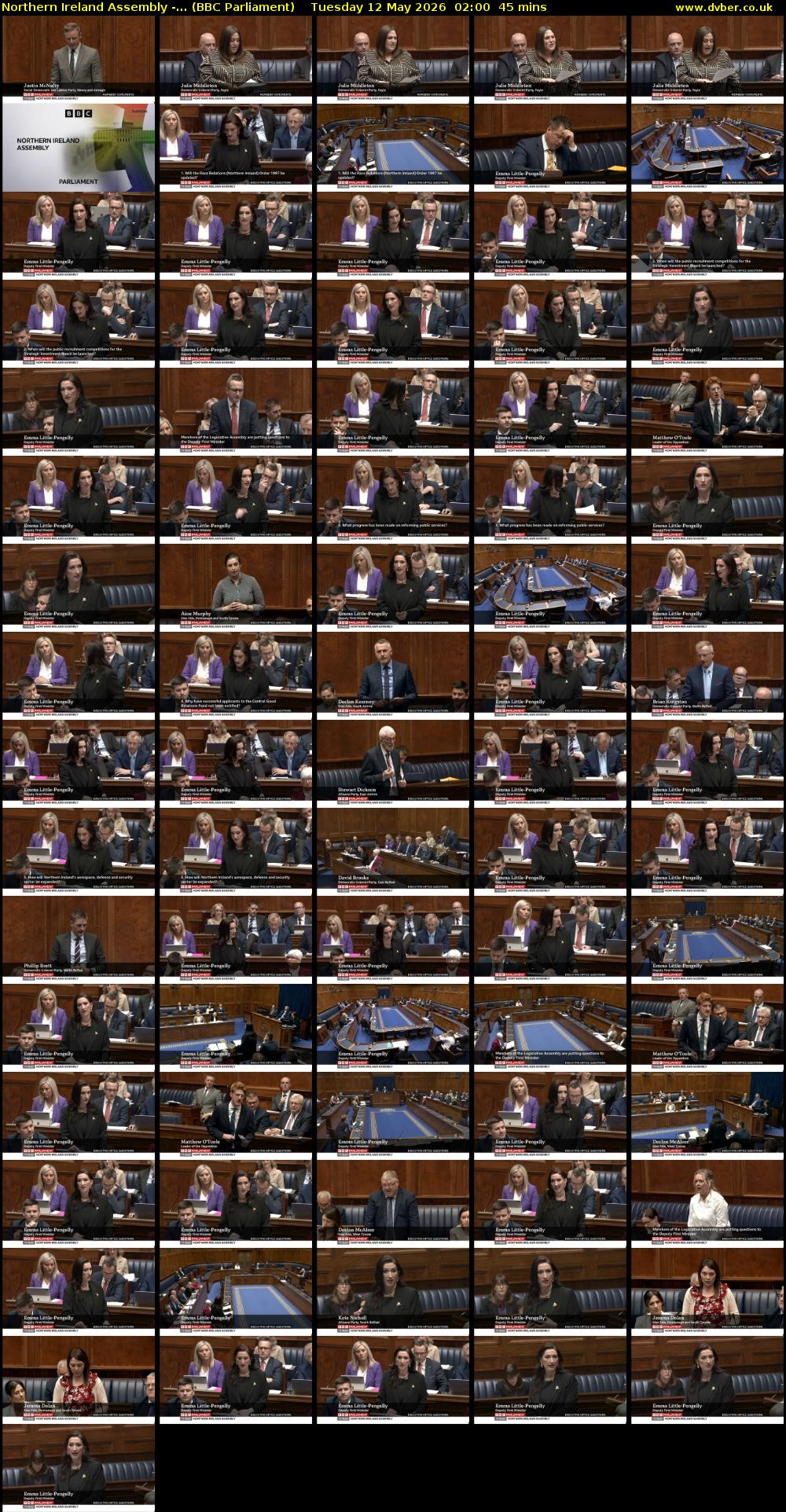Northern Ireland Assembly -... (BBC Parliament) Tuesday 12 May 2026 02:00 - 02:45