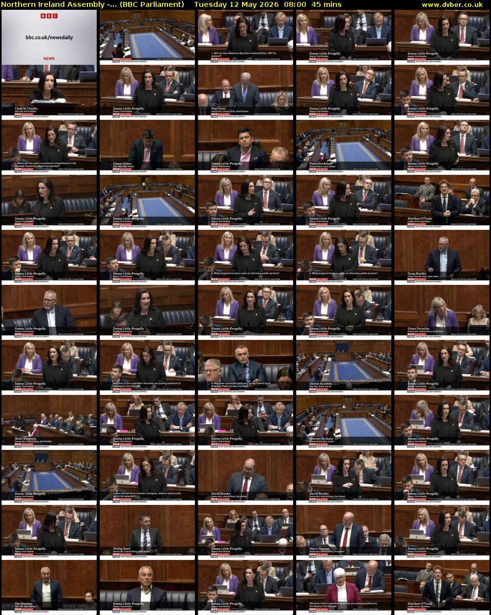Northern Ireland Assembly -... (BBC Parliament) Tuesday 12 May 2026 08:00 - 08:45
