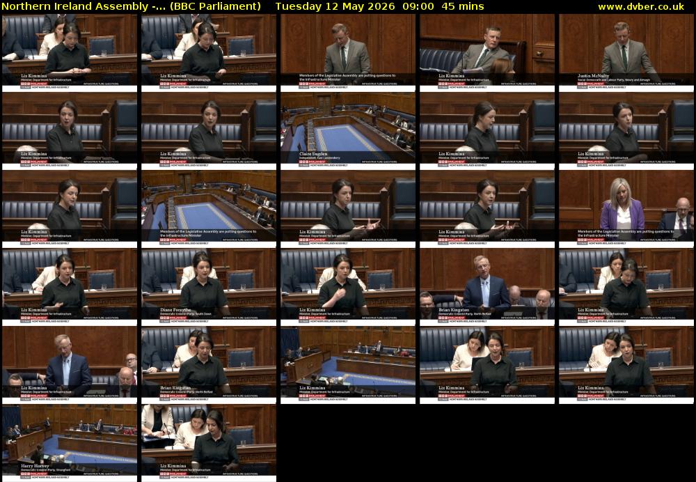 Northern Ireland Assembly -... (BBC Parliament) Tuesday 12 May 2026 09:00 - 09:45