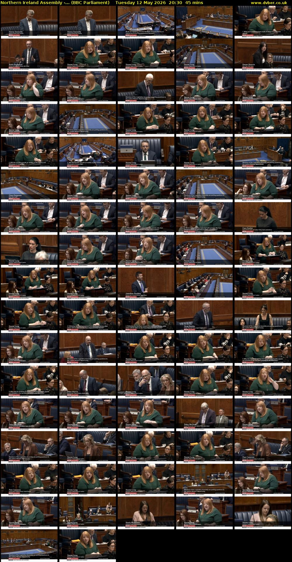 Northern Ireland Assembly -... (BBC Parliament) Tuesday 12 May 2026 20:30 - 21:15