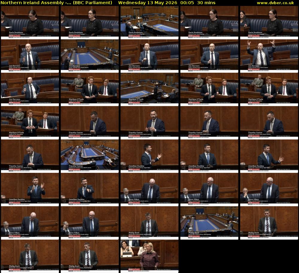Northern Ireland Assembly -... (BBC Parliament) Wednesday 13 May 2026 00:05 - 00:35