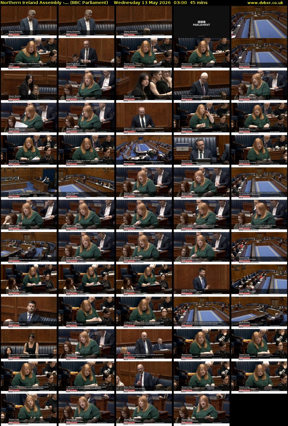 Northern Ireland Assembly -... (BBC Parliament) Wednesday 13 May 2026 03:00 - 03:45