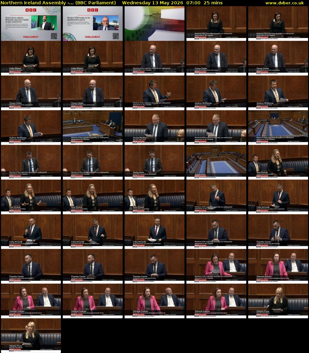 Northern Ireland Assembly -... (BBC Parliament) Wednesday 13 May 2026 07:00 - 07:25