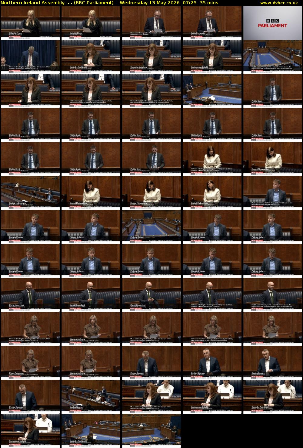 Northern Ireland Assembly -... (BBC Parliament) Wednesday 13 May 2026 07:25 - 08:00
