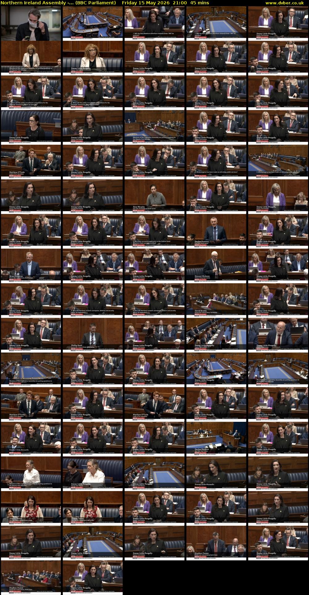 Northern Ireland Assembly -... (BBC Parliament) Friday 15 May 2026 21:00 - 21:45