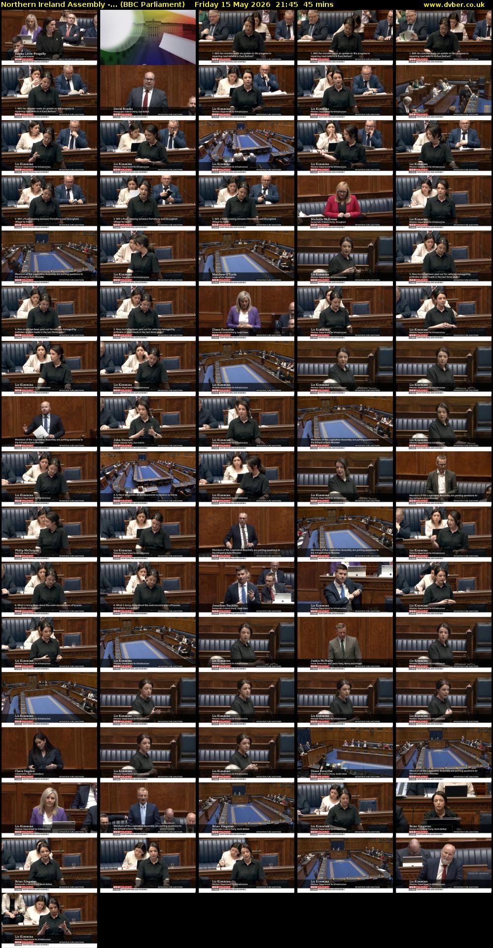 Northern Ireland Assembly -... (BBC Parliament) Friday 15 May 2026 21:45 - 22:30