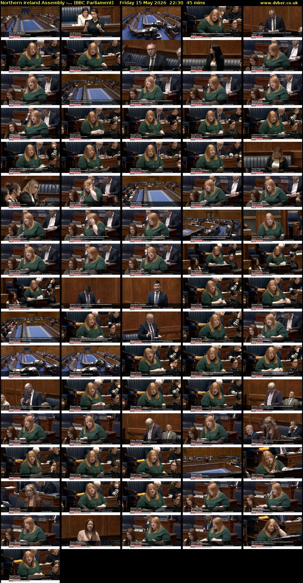 Northern Ireland Assembly -... (BBC Parliament) Friday 15 May 2026 22:30 - 23:15