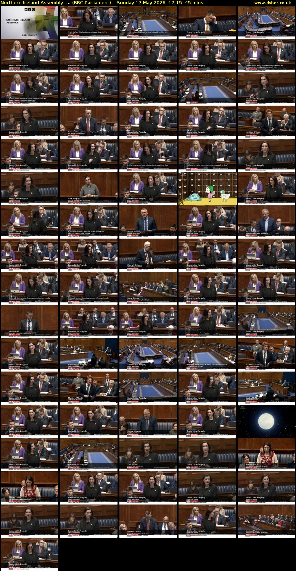 Northern Ireland Assembly -... (BBC Parliament) Sunday 17 May 2026 17:15 - 18:00