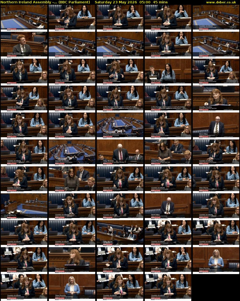 Northern Ireland Assembly -... (BBC Parliament) Saturday 23 May 2026 05:00 - 05:45