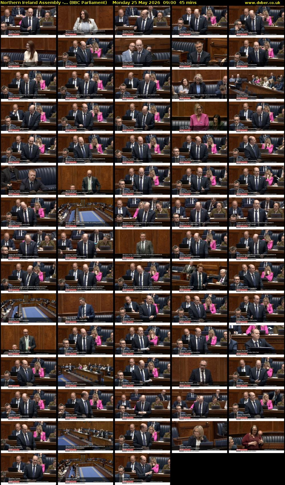 Northern Ireland Assembly -... (BBC Parliament) Monday 25 May 2026 09:00 - 09:45