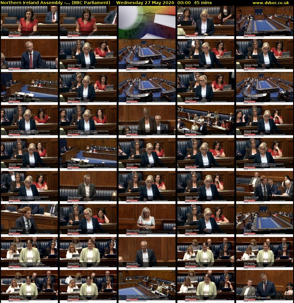 Northern Ireland Assembly -... (BBC Parliament) Wednesday 27 May 2026 00:00 - 00:45