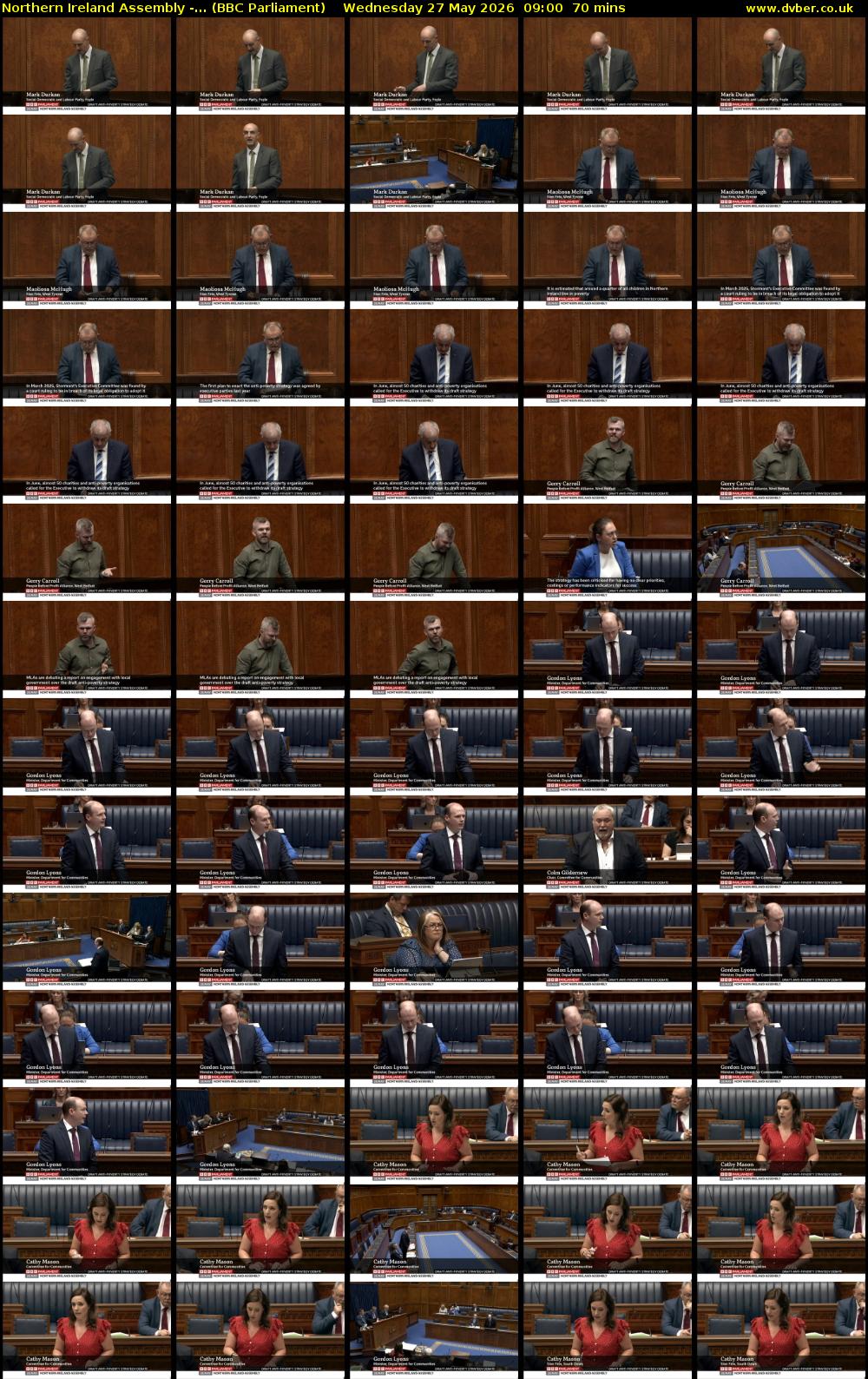 Northern Ireland Assembly -... (BBC Parliament) Wednesday 27 May 2026 09:00 - 10:10