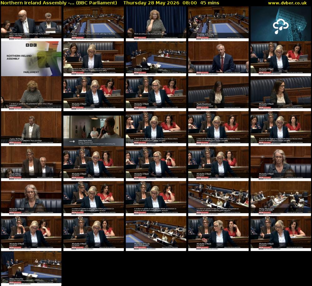 Northern Ireland Assembly -... (BBC Parliament) Thursday 28 May 2026 08:00 - 08:45