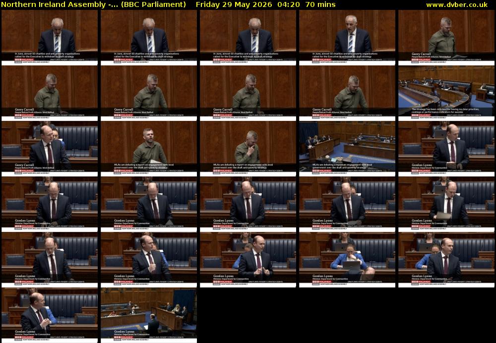 Northern Ireland Assembly -... (BBC Parliament) Friday 29 May 2026 04:20 - 05:30