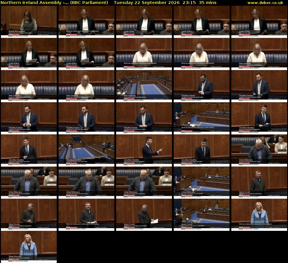 Northern Ireland Assembly -... (BBC Parliament) Tuesday 22 September 2026 23:15 - 23:50