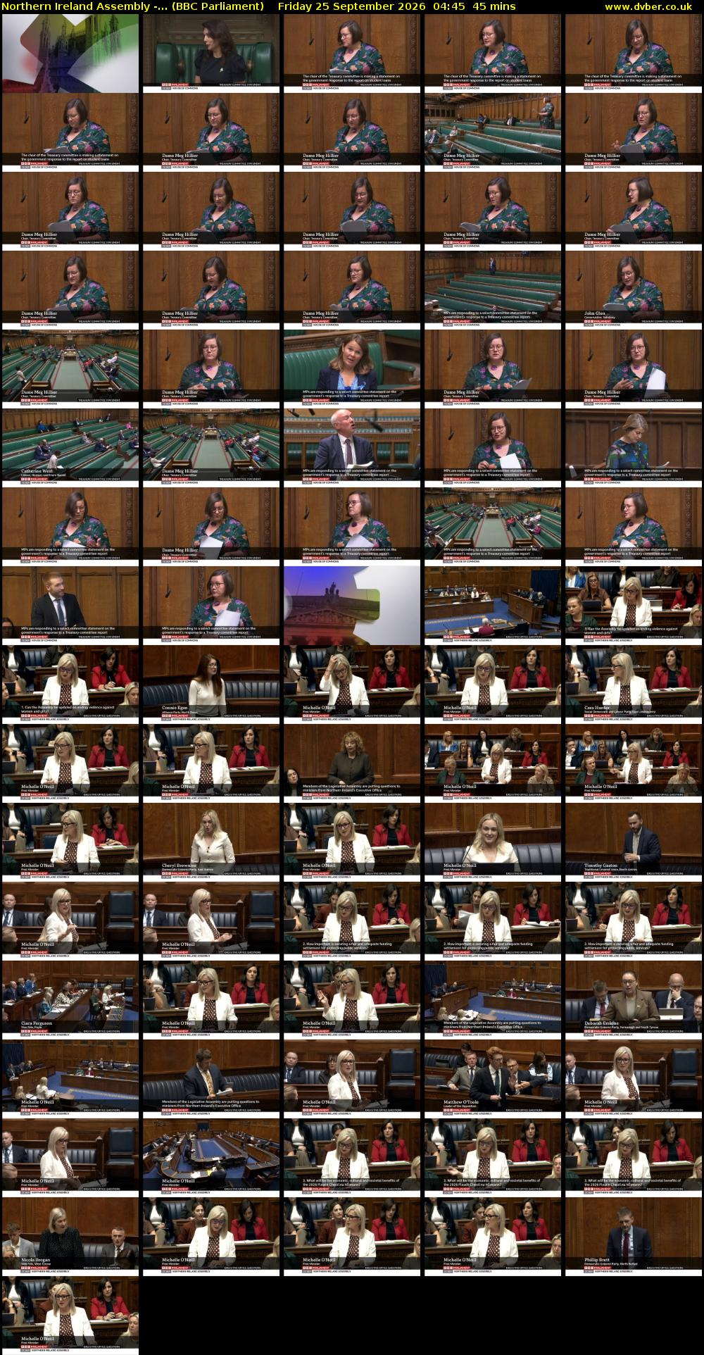 Northern Ireland Assembly -... (BBC Parliament) Friday 25 September 2026 04:45 - 05:30