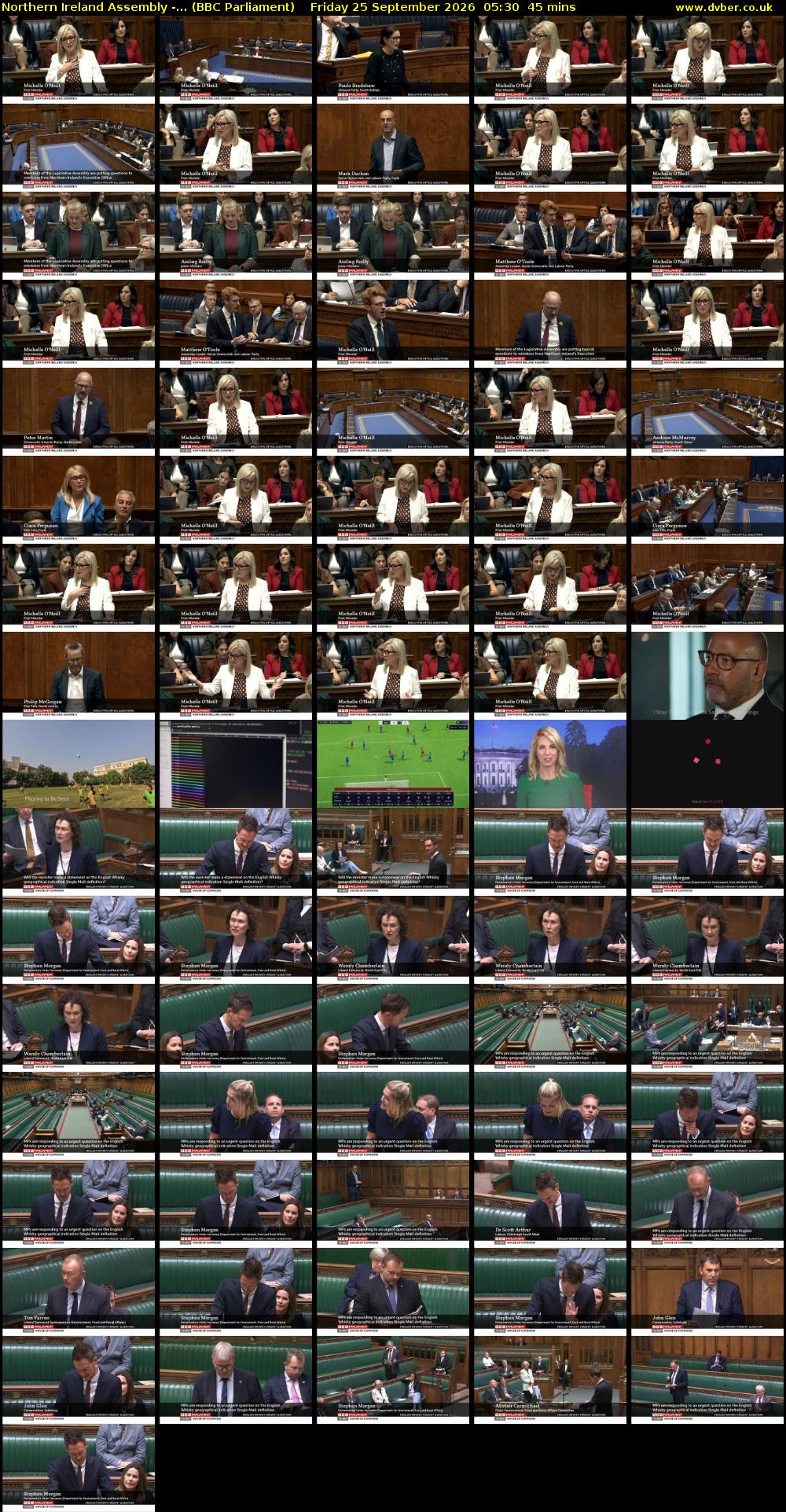 Northern Ireland Assembly -... (BBC Parliament) Friday 25 September 2026 05:30 - 06:15