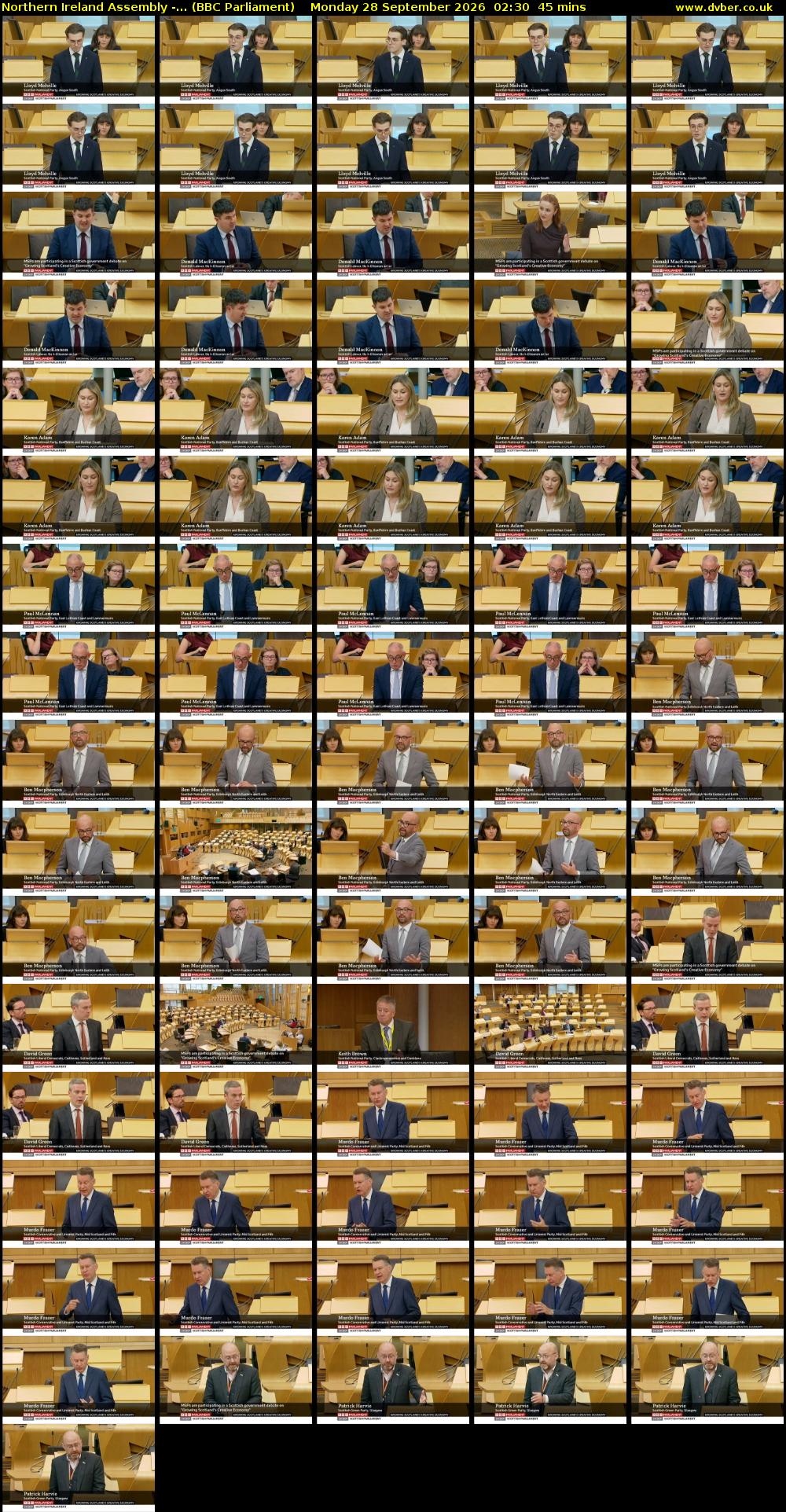 Northern Ireland Assembly -... (BBC Parliament) Monday 28 September 2026 02:30 - 03:15