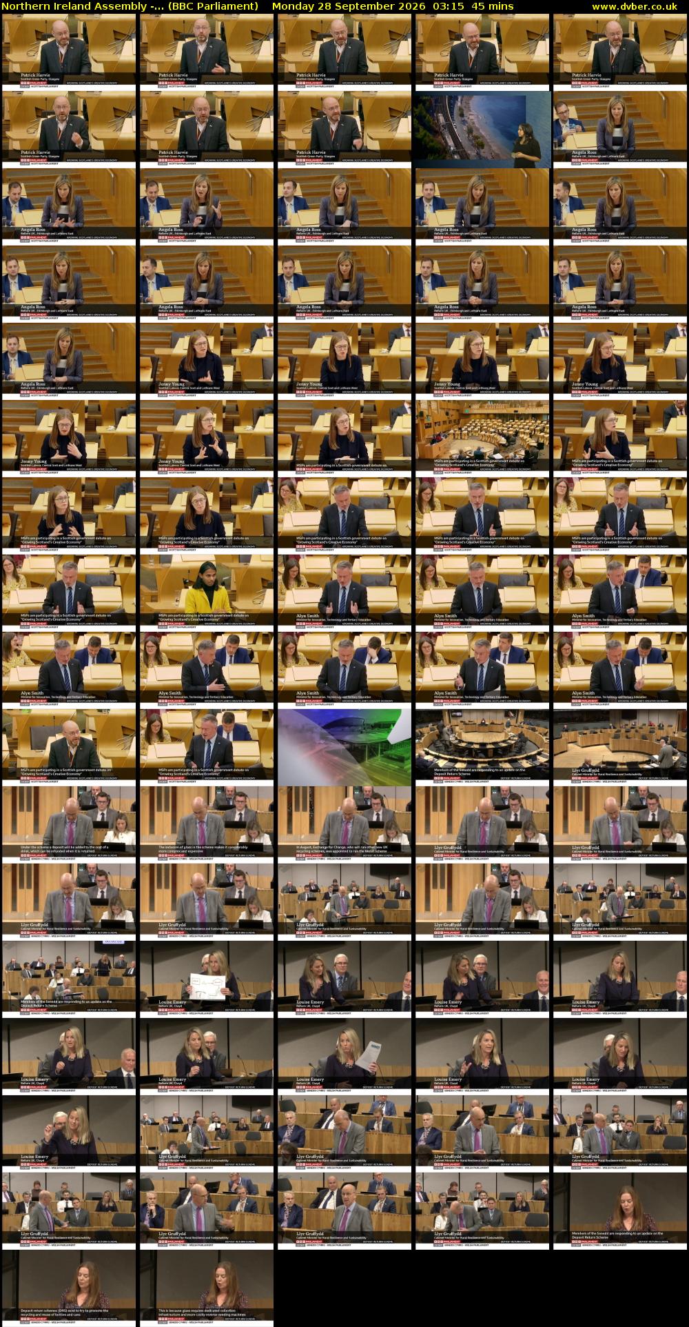 Northern Ireland Assembly -... (BBC Parliament) Monday 28 September 2026 03:15 - 04:00