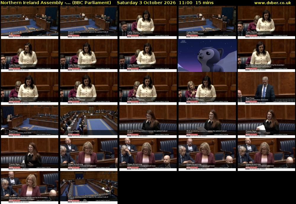 Northern Ireland Assembly -... (BBC Parliament) Saturday 3 October 2026 11:00 - 11:15