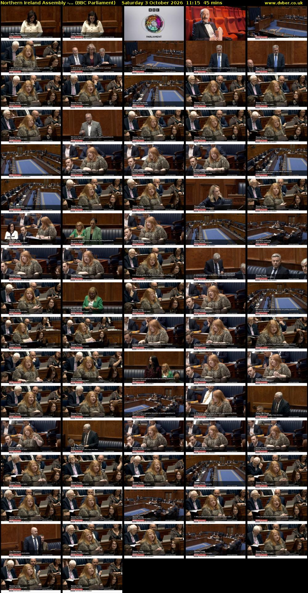 Northern Ireland Assembly -... (BBC Parliament) Saturday 3 October 2026 11:15 - 12:00