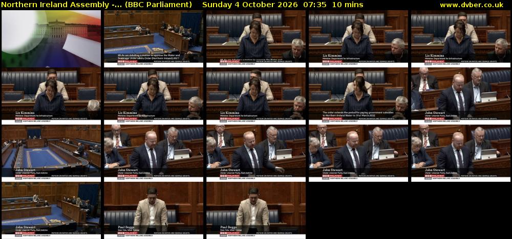 Northern Ireland Assembly -... (BBC Parliament) Sunday 4 October 2026 07:35 - 07:45