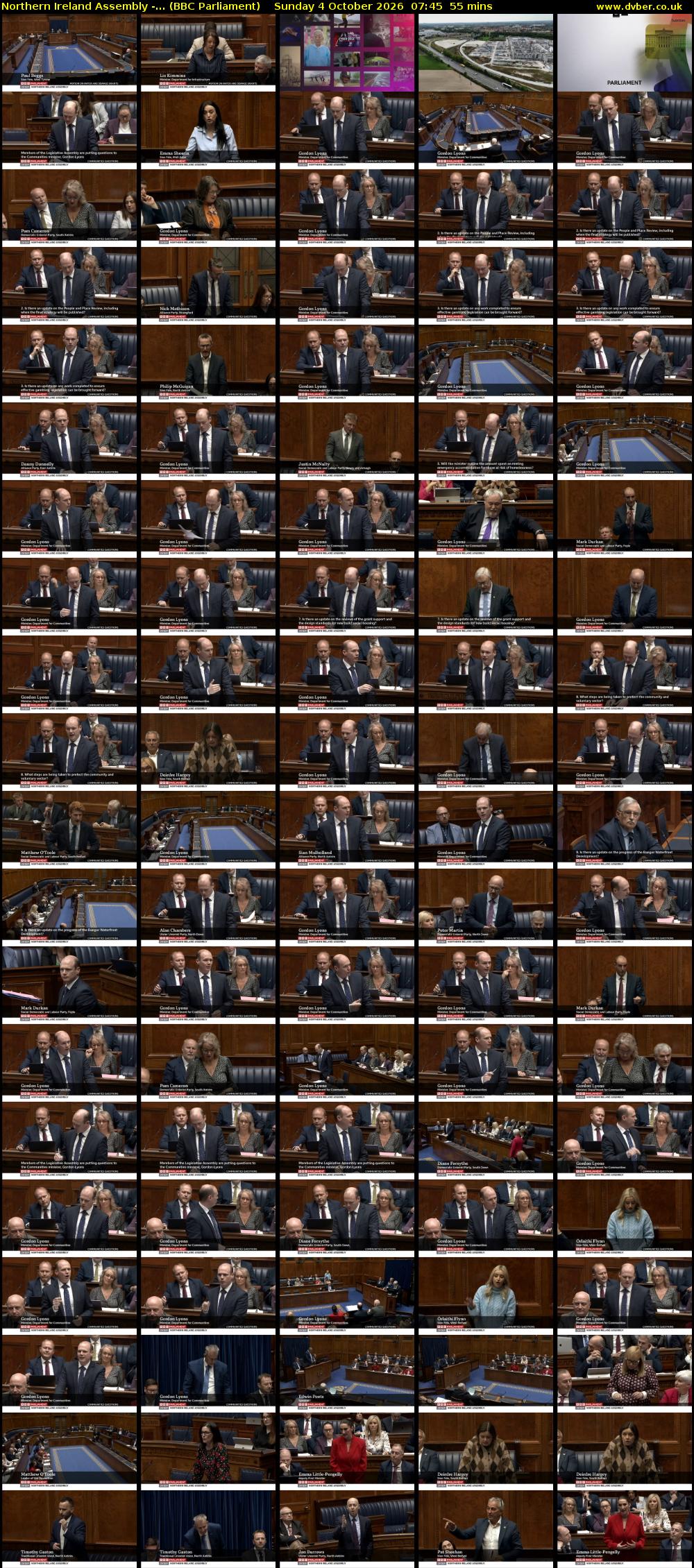 Northern Ireland Assembly -... (BBC Parliament) Sunday 4 October 2026 07:45 - 08:40
