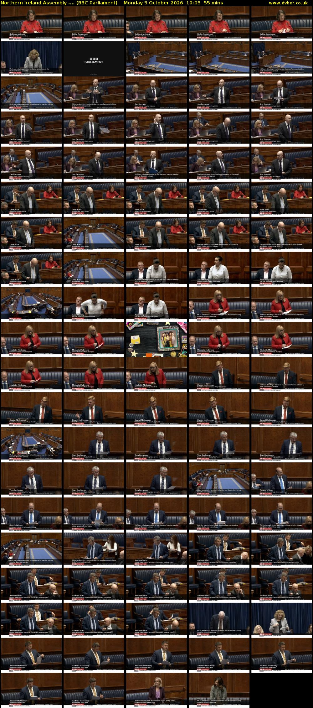 Northern Ireland Assembly -... (BBC Parliament) Monday 5 October 2026 19:05 - 20:00