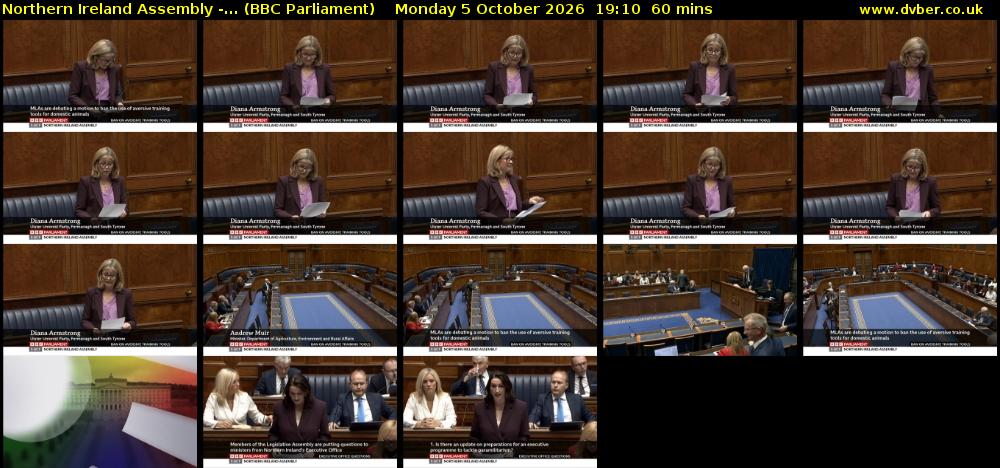 Northern Ireland Assembly -... (BBC Parliament) Monday 5 October 2026 19:10 - 20:10