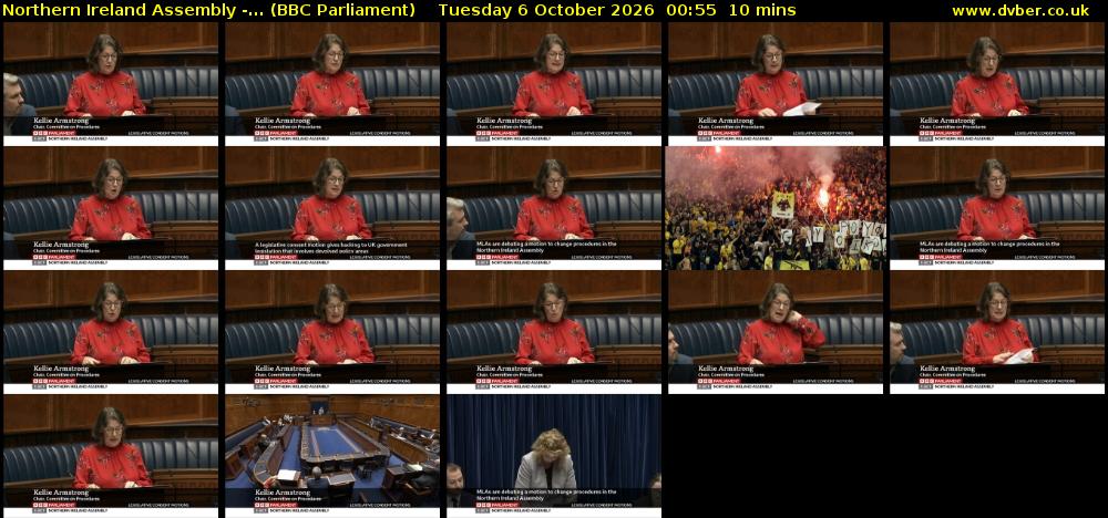 Northern Ireland Assembly -... (BBC Parliament) Tuesday 6 October 2026 00:55 - 01:05