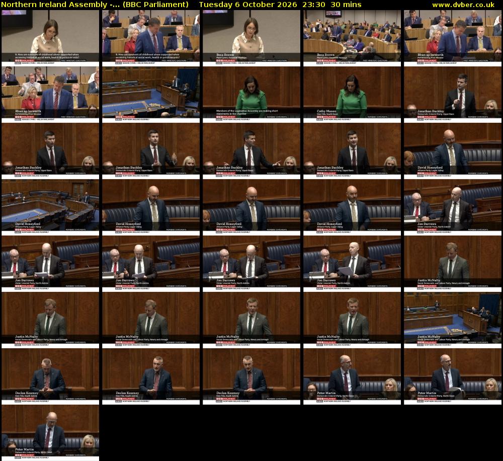Northern Ireland Assembly -... (BBC Parliament) Tuesday 6 October 2026 23:30 - 00:00