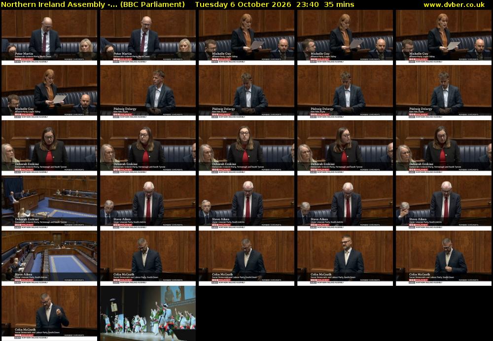 Northern Ireland Assembly -... (BBC Parliament) Tuesday 6 October 2026 23:40 - 00:15
