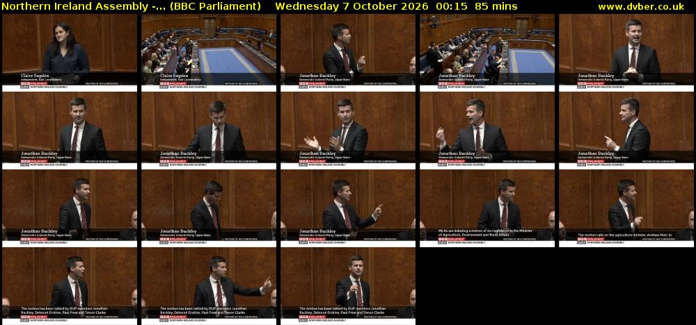 Northern Ireland Assembly -... (BBC Parliament) Wednesday 7 October 2026 00:15 - 01:40