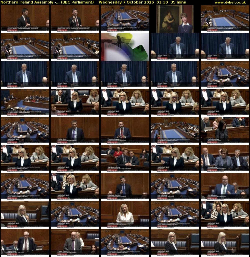 Northern Ireland Assembly -... (BBC Parliament) Wednesday 7 October 2026 01:30 - 02:05