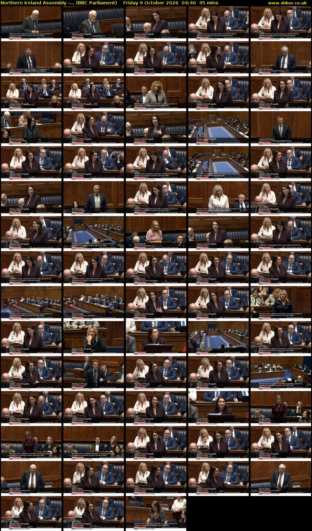 Northern Ireland Assembly -... (BBC Parliament) Friday 9 October 2026 04:40 - 05:25