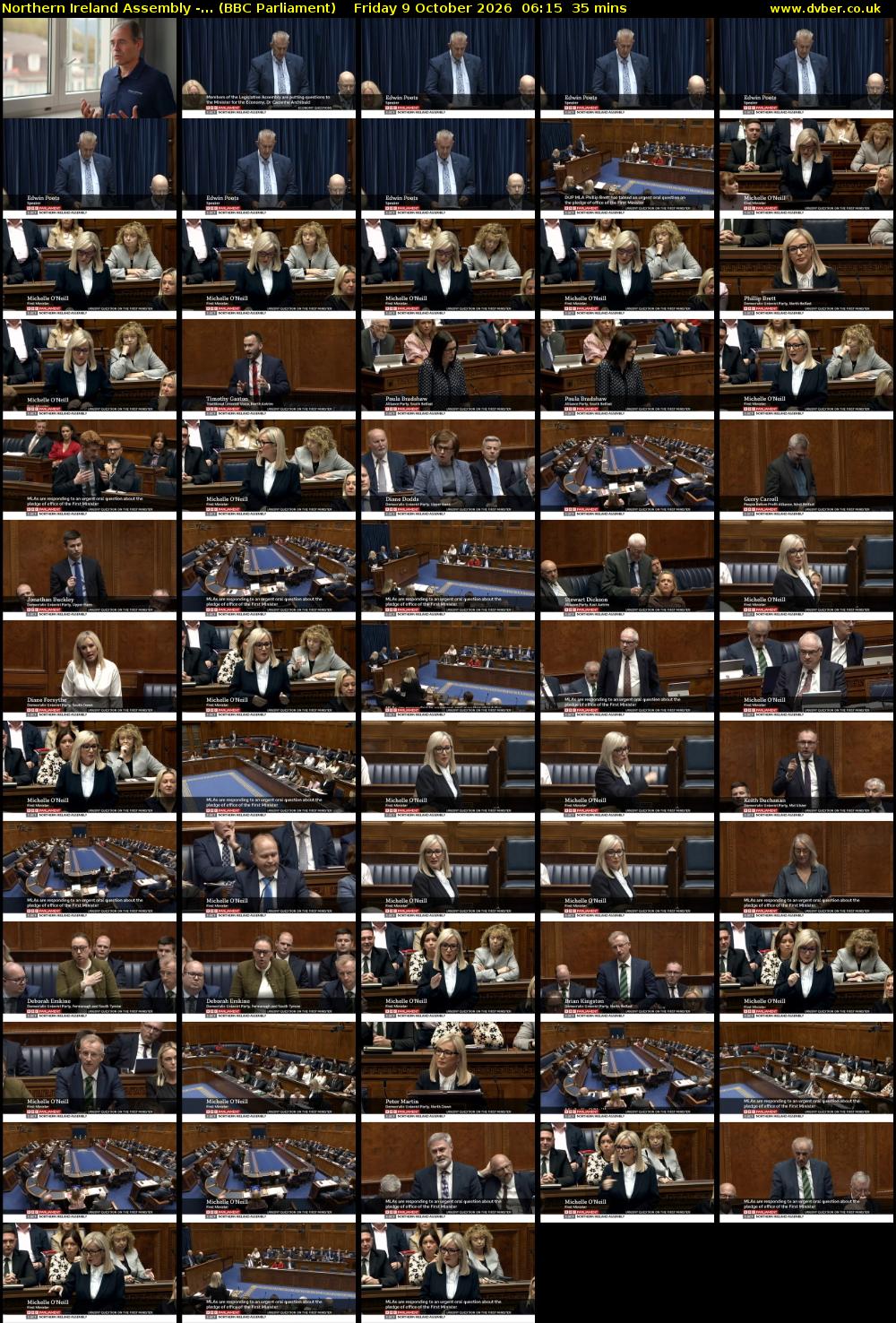 Northern Ireland Assembly -... (BBC Parliament) Friday 9 October 2026 06:15 - 06:50